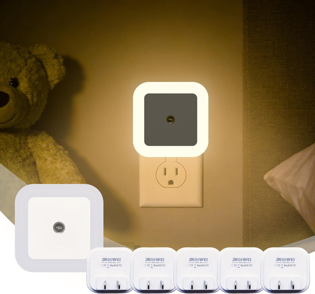 Night Lights Plug into Wall, Automatic LED Night Light with Dusk to Dawn Sensor, Modern Square Night Lite for Hallway & Bedroom, 0.5W…