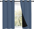Nicetown Stone Blue 100% Blackout Curtains with Black Liners, Thermal Insulated Full Blackout 2-Layer Drapes, Energy Efficiency Window Drap…