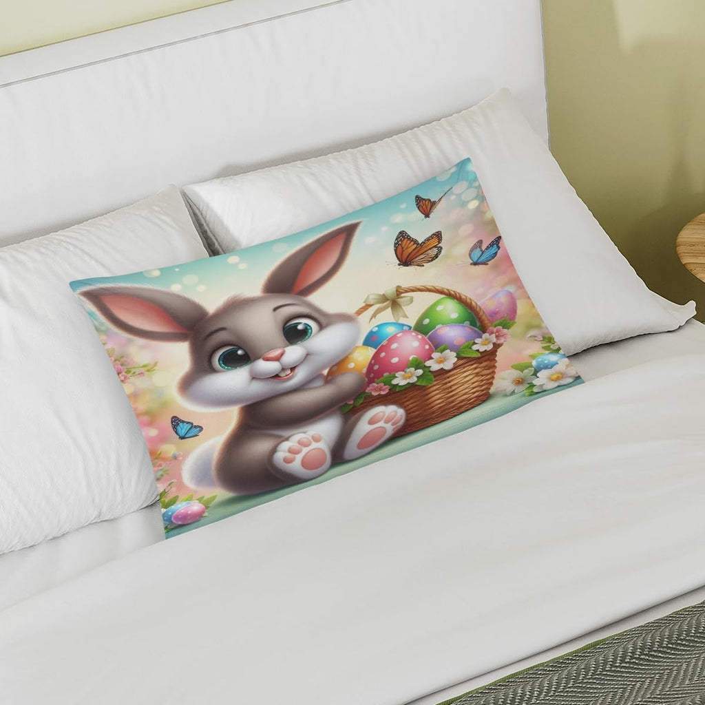 Happy Easter110 Satin Silk Pillowcase for Hair and Skin Pillow Cases Standard Size Soft Silk Pillow Case with Envelope Closure Print…
