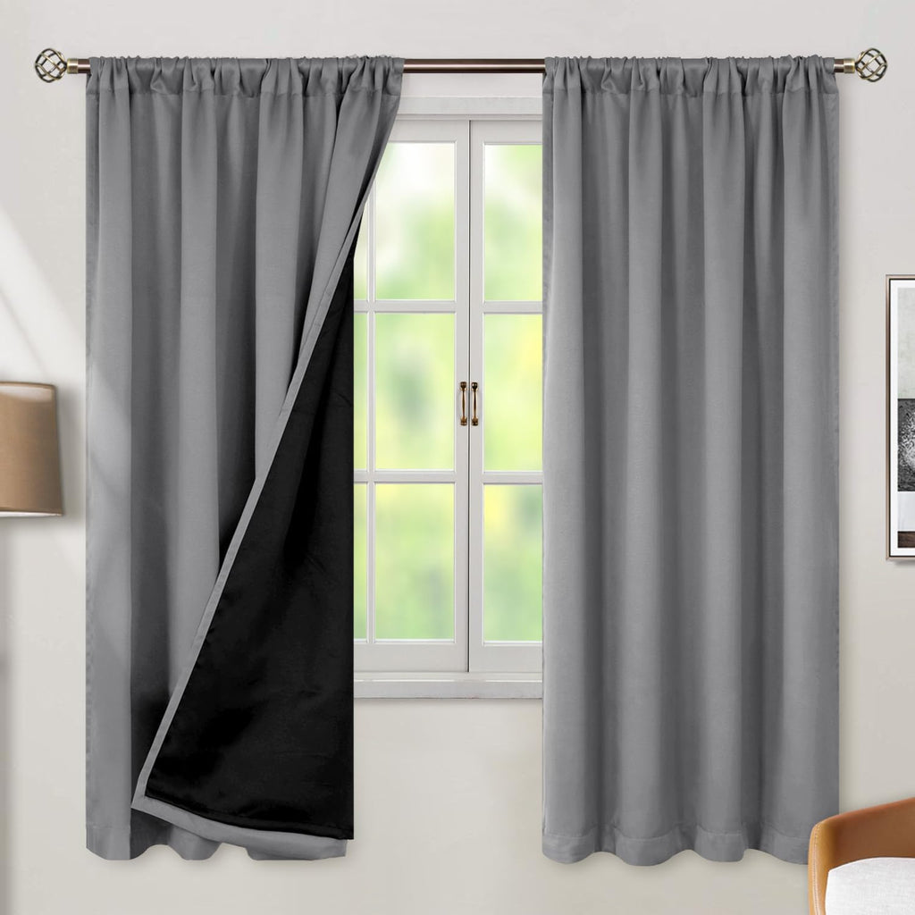 BGment Dove Grey 100% Blackout Curtains 72 Inches Long, Thermal Insulated Light Blocking Noise Reducing Full Room Darkening Rod Pocket…