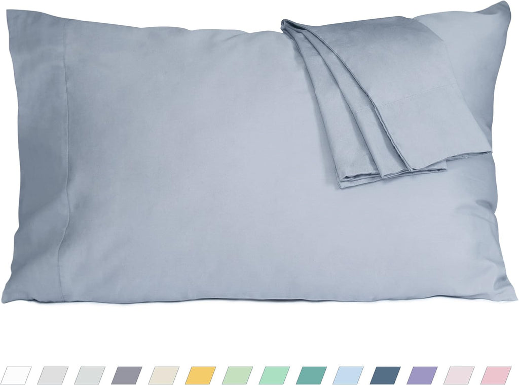 Homtec Pillow Cases, King Size Cotton Percale Weave Pillowcases, Pre-Shrunk Breathable and Hypoallergenic Pillowcases, Set of 2 (2 Piece Ki…