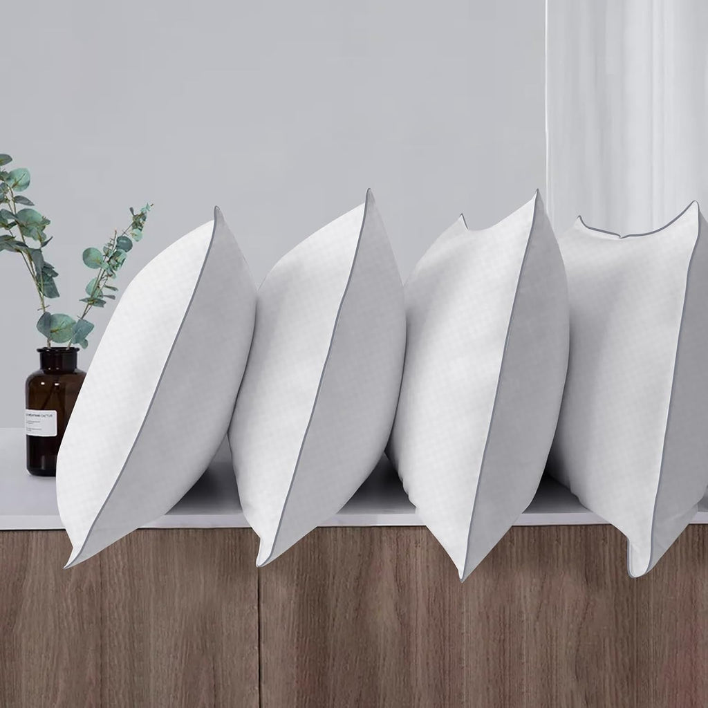 Piwaal Bed Pillows for Sleeping Standard Size Set of 4, Down Alternative Filling, Pillows for Back, Stomach or Side Sleepers