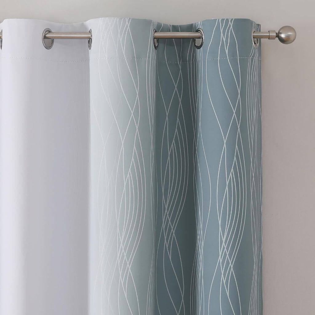 Estelartextiler Estelar Textiler Stone Blue and Greyish White Gradient Room Darkening Blackout for Living Room, Thermal Insulated Ombre Lig…