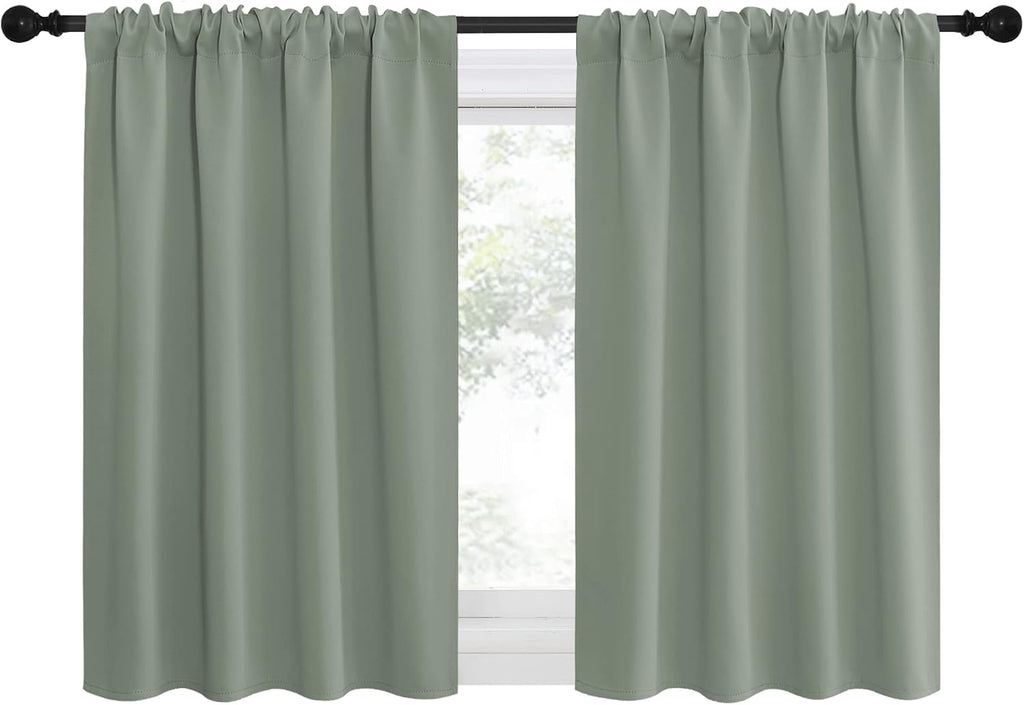 NICETOWN Window Curtains Blackout Drapes - Thermal Insulated Solid Rod Pocket Blackout Curtains/Draperies for Living Room (Greyish Green…