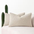 Miulee 12x20 Inch Decorative Lumbar Pillow Covers for Couch Bed Set of 2 Textured Boucle Neutral Throw Pillow Covers Natural Beige Ivory Ac…