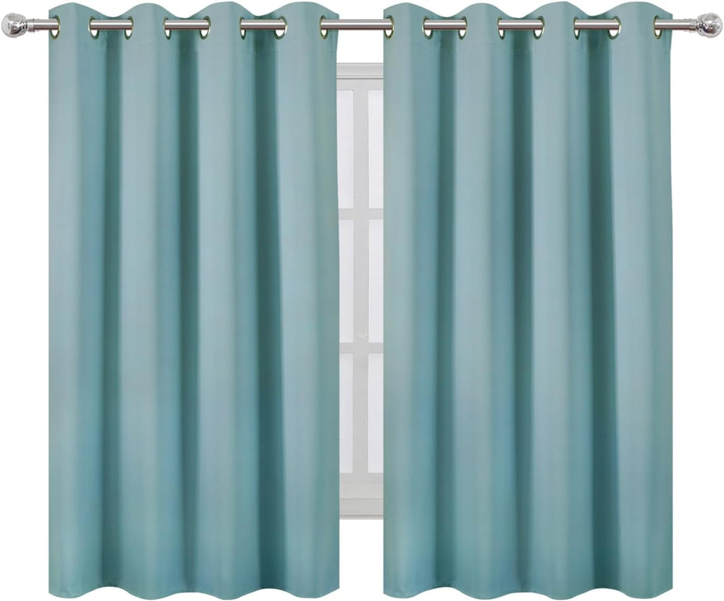 Lemomo Blackout Curtains 66 x 54 Inch Long Stone Blue Curtains Set of 2 Panels Room Darkening Curtains for Bedroom and Living Room 54 Inch…