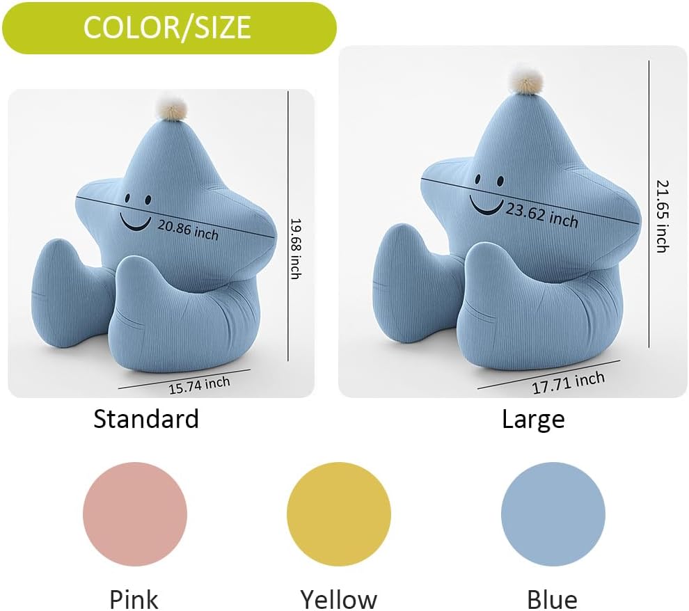 Ceanlex Reading Pillows for Sitting in Bed, Corduroy Back Pillow Bed Sitting Up, Cute Star Shape Back-Rest Support Cushion for Sit Up on Co…