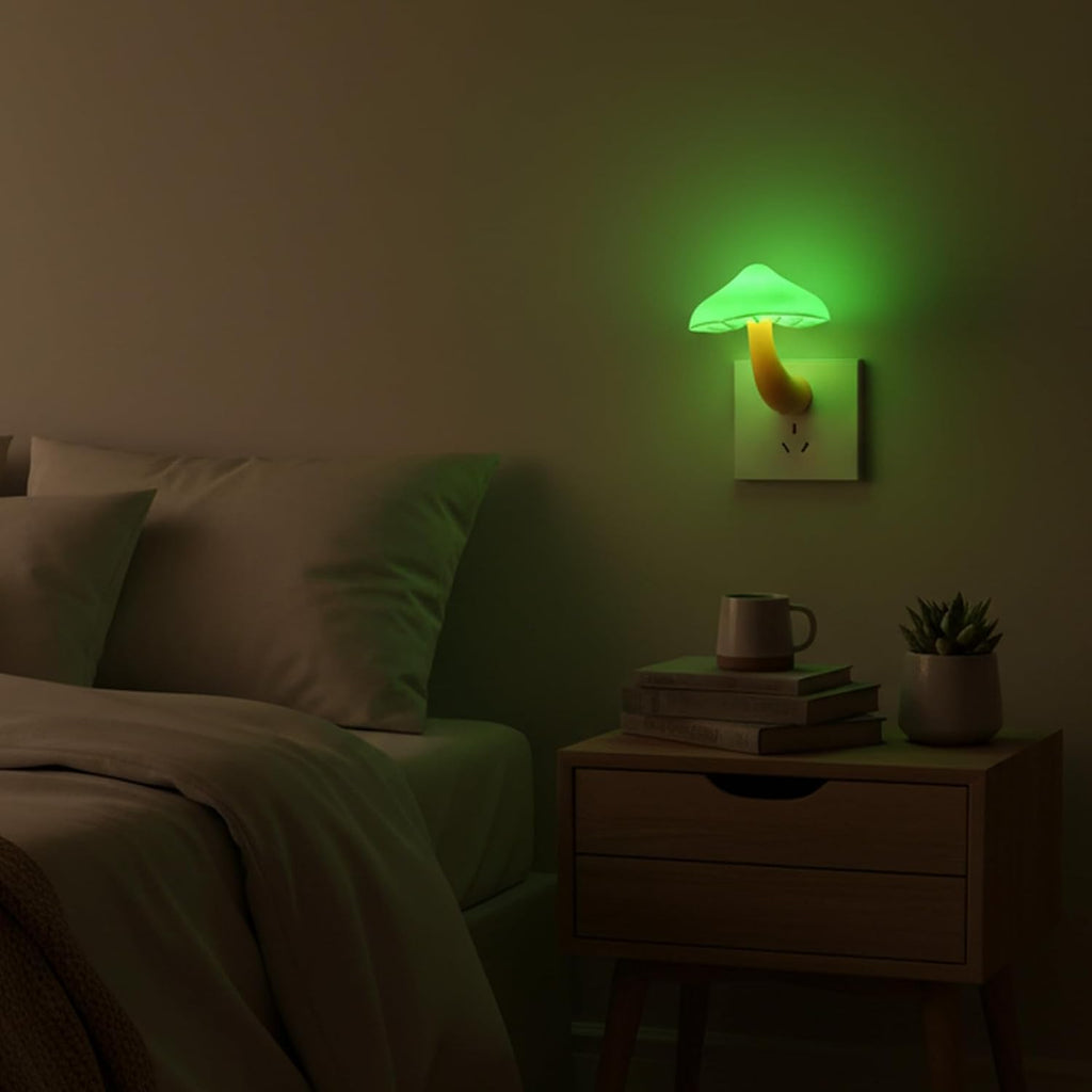 APAKI LED Mushroom Night Light Plug in Lamp Green, 4 Pack Light Sensor Night Lights Plug into Wall, Dusk to Dawn Sensor Night Light…