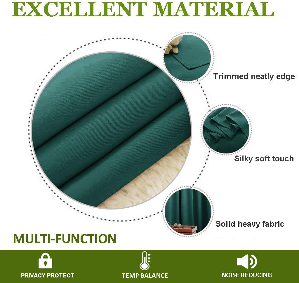 NICETOWN Patio Glass Door Panel - 120" W x 84" L, Hunter Green, Blackout Curtain for Bedroom/Living Room, Privacy Panel Drape