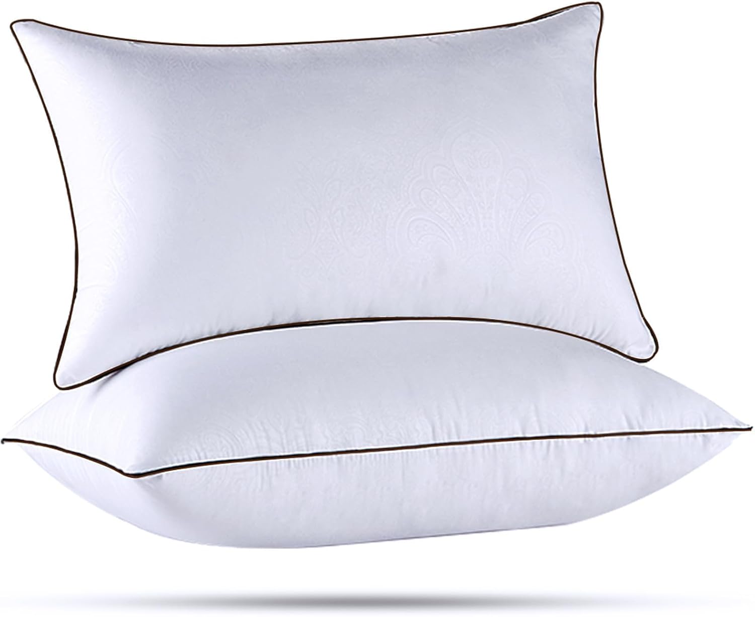 Huxmeyson Pillows Standard Size Set of 2, Luxury Hotel Bed Pillows Set with Down Alternative Filling for Side and Back Sleepers 2 Pack White