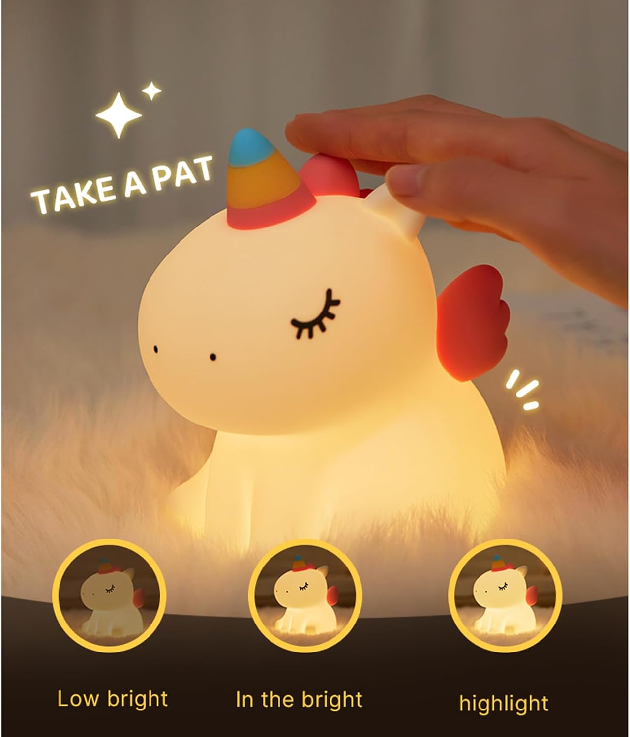 Unicorn Night Light for Kids, Silicone Baby Nursery Night Light Dimmable LED Unicorns Lamp Rechargeable Bedside Lamp Nightlight Unicorn…