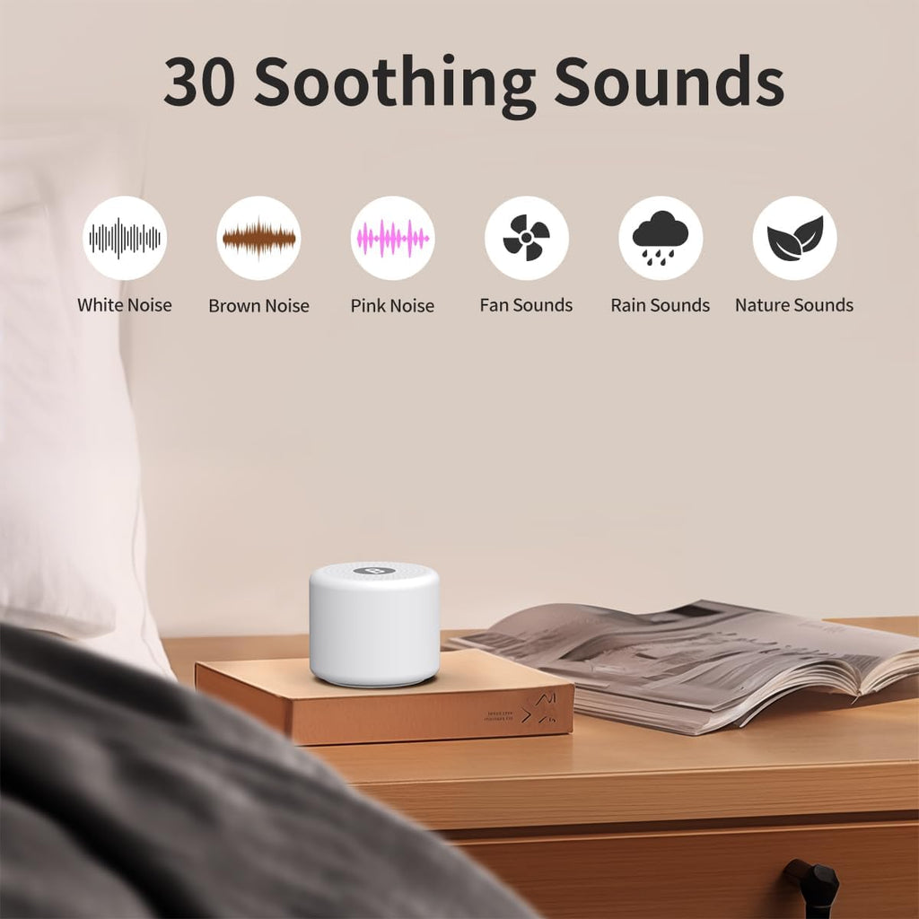 Mini Portable Sound White Noise Machine Baby Patter for Sleep with 30 Soothing Sounds for Baby Kids Adults 32 Volume Levels Sleep Soother…