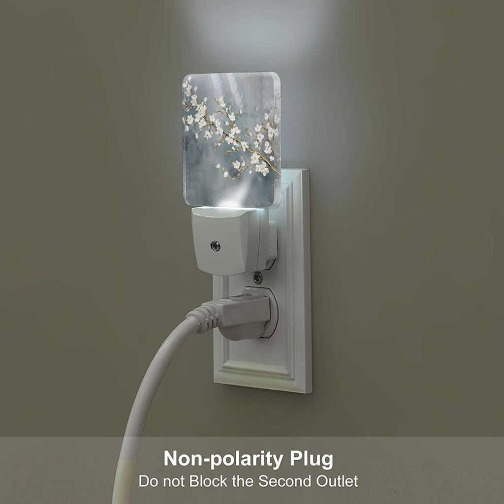Pure White Flower Night Light, Plug-in Nightlights Auto Sensor Night Lamp Dusk to Dawn Lamp Home Decor for Nursery Children Girls Boys