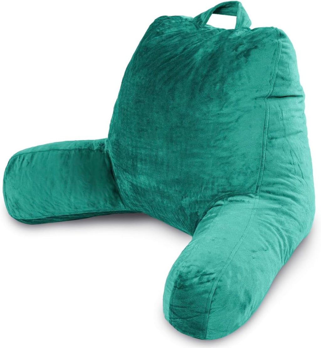 Milliard Reading Pillow with Arms, Teal, Shredded Memory Foam Back Pillow for Bed Sitting Up - Sit Up Backrest Support for Reading & Rest…