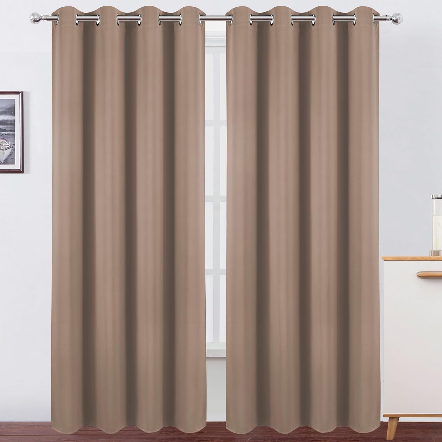 Lemomo Blackout Curtains 52 x 90 Inch Long Cappuccino Curtains Set of 2 Panels Room Darkening Curtains for Bedroom and Living Room 90 Inch…