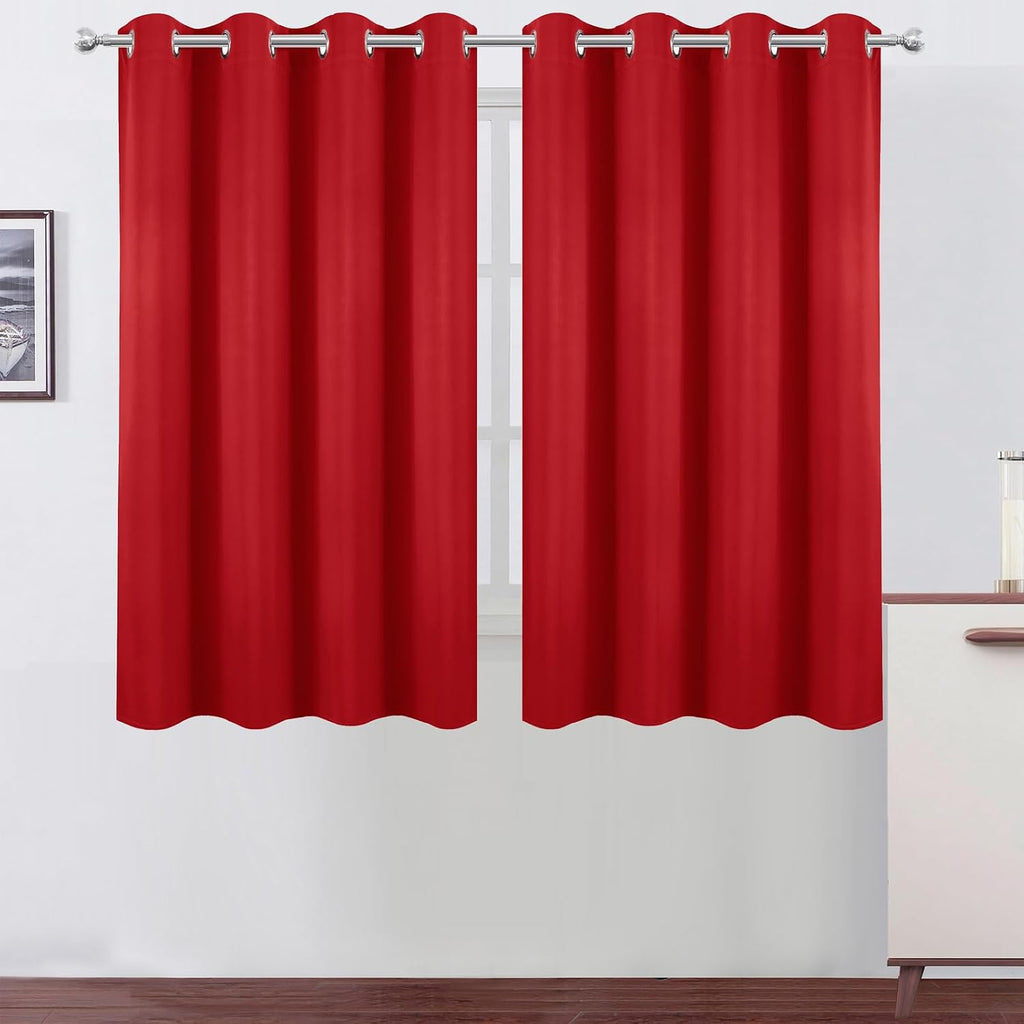 Lemomo Blackout Curtains 66 x 54 Inch Long Bright Red Curtains Set of 2 Panels Room Darkening Curtains for Bedroom and Living Room 54 Inch…