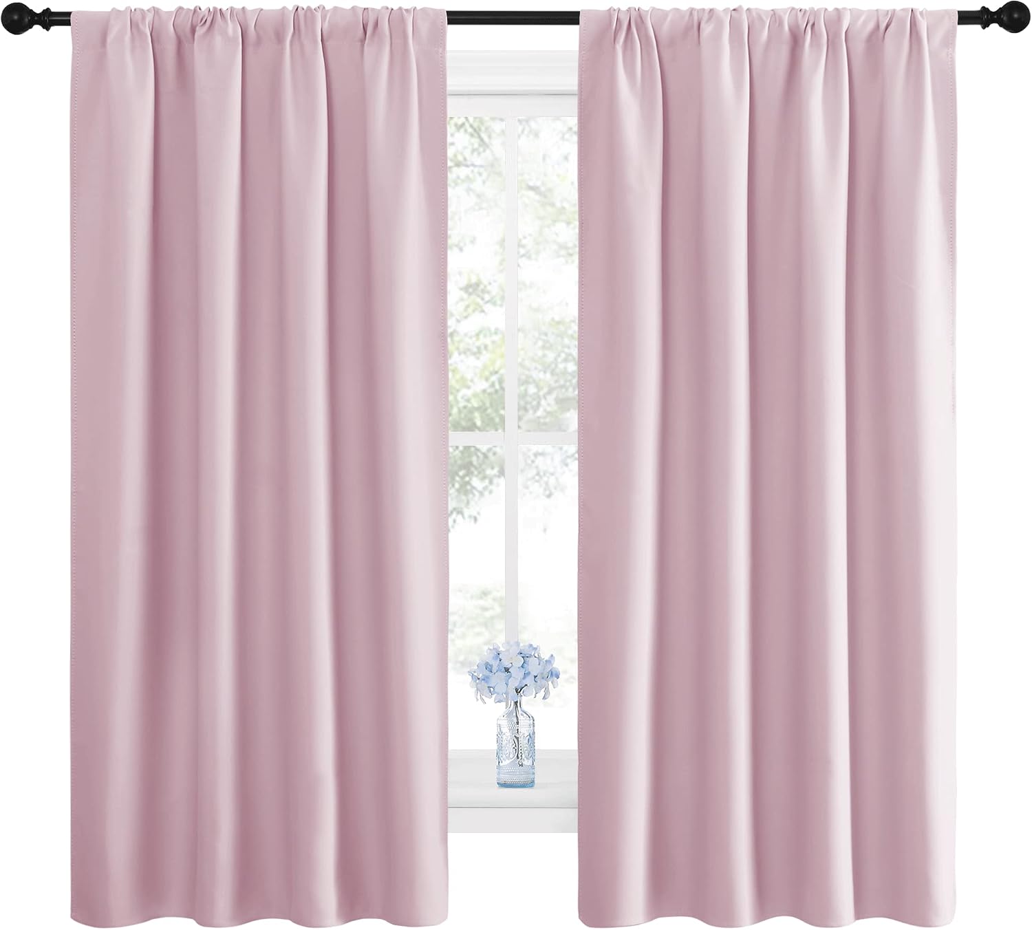 NICETOWN Room Darkening Curtains for Girls Room - Nursery Essential Thermal Insulated Solid Rod Pocket Top Drapes (Lavender Pink=Baby…