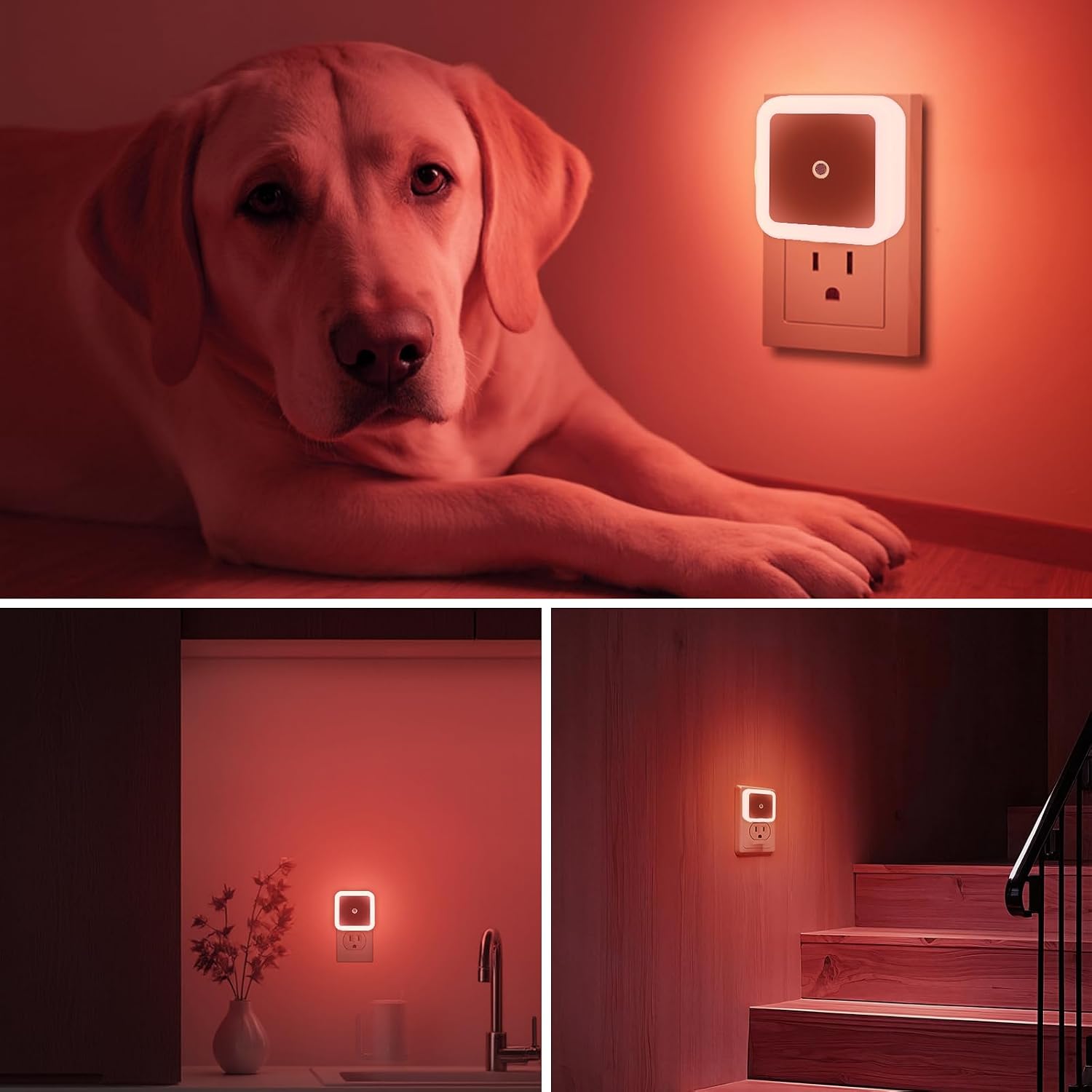 KINUR 6 Pack Red Night Light, LED Night Lights Plug into wall with Dusk to Dawn sensors, Plug in Night Lights for Kids Room, Bedroom…