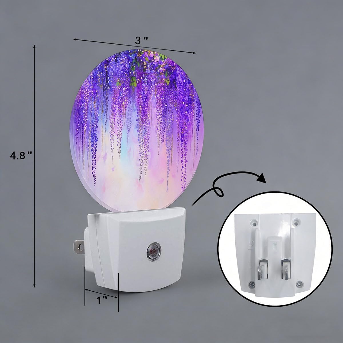 Purple Wisteria Flower Night Light Plug-in Sleep Lamp Led Dusk to Dawn Night Light for Bedroom