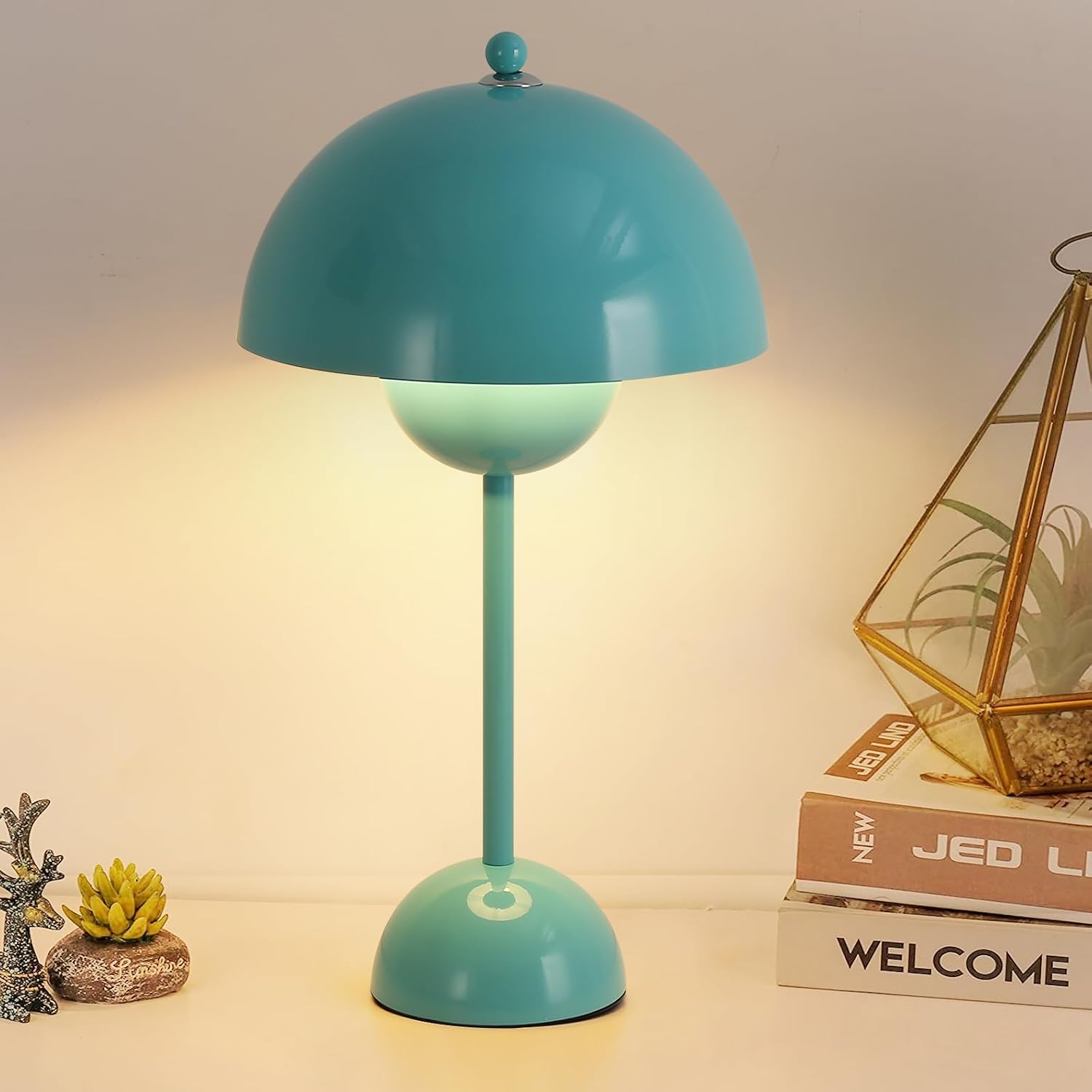 COSYLUX Modern Small Table Lamp for Bedroom, Cute Dome Shade Reflecting Light Reading Lamp for Living Room, Kid's Room, Study, Office…