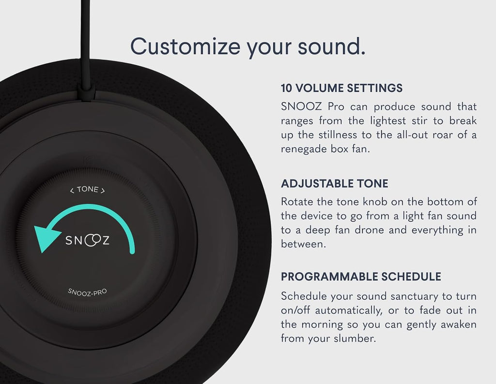 SNOOZ Pro - Smart White Noise Machine & Travel Case - Real Fan Inside, Non-Looping White Noise, Adjustable Tone & Volume - App-Based…