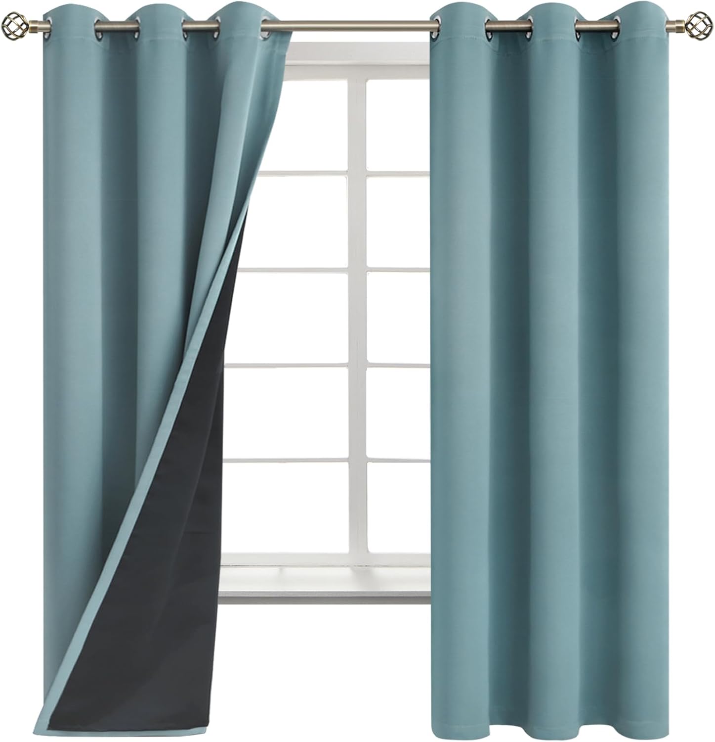 BGment Thermal Insulated 100% Blackout Curtains for Bedroom with Black Liner, Double Layer Full Room Darkening Noise Reducing Grommet Curta…