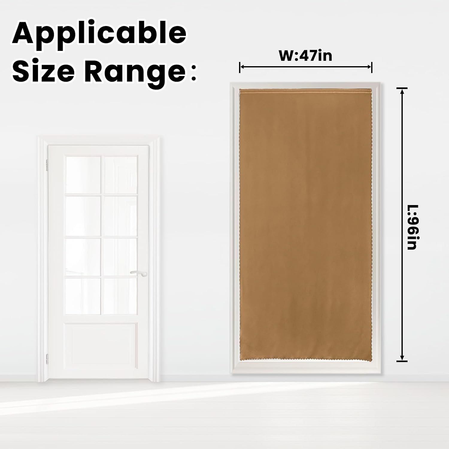 Self Adhesive Curtains, Stick Curtain Blackout Shades Window Cover Curtains for Living Room No Drilling, 47" W X 96" L, Brown, 1 Panel