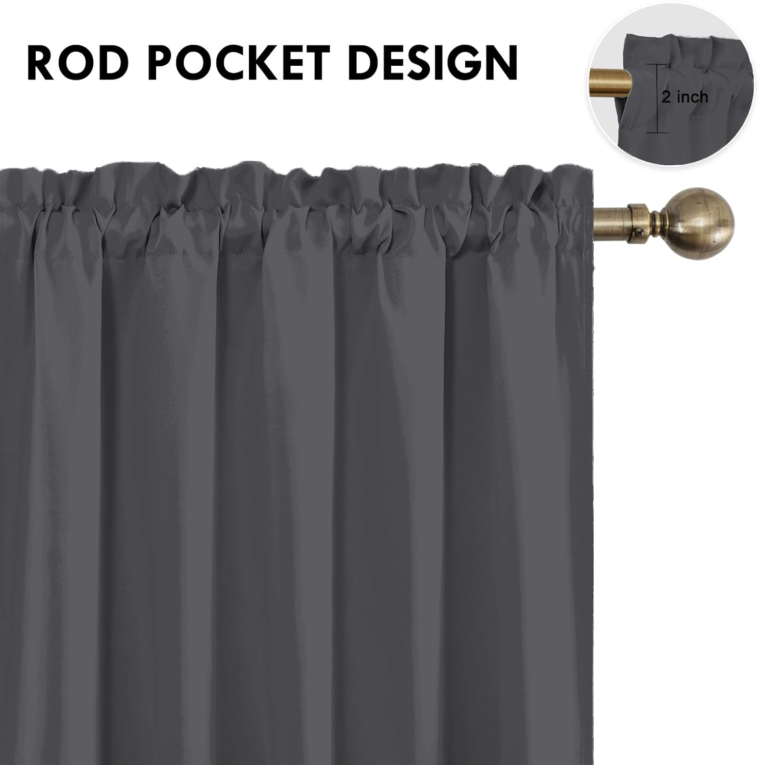 DWCN Bedroom Blackout Curtains 70 x 84 Inches Length 2 Panels Set, Solid Thermal Insulated Energy Saving Rod Pocket Window Treatment…
