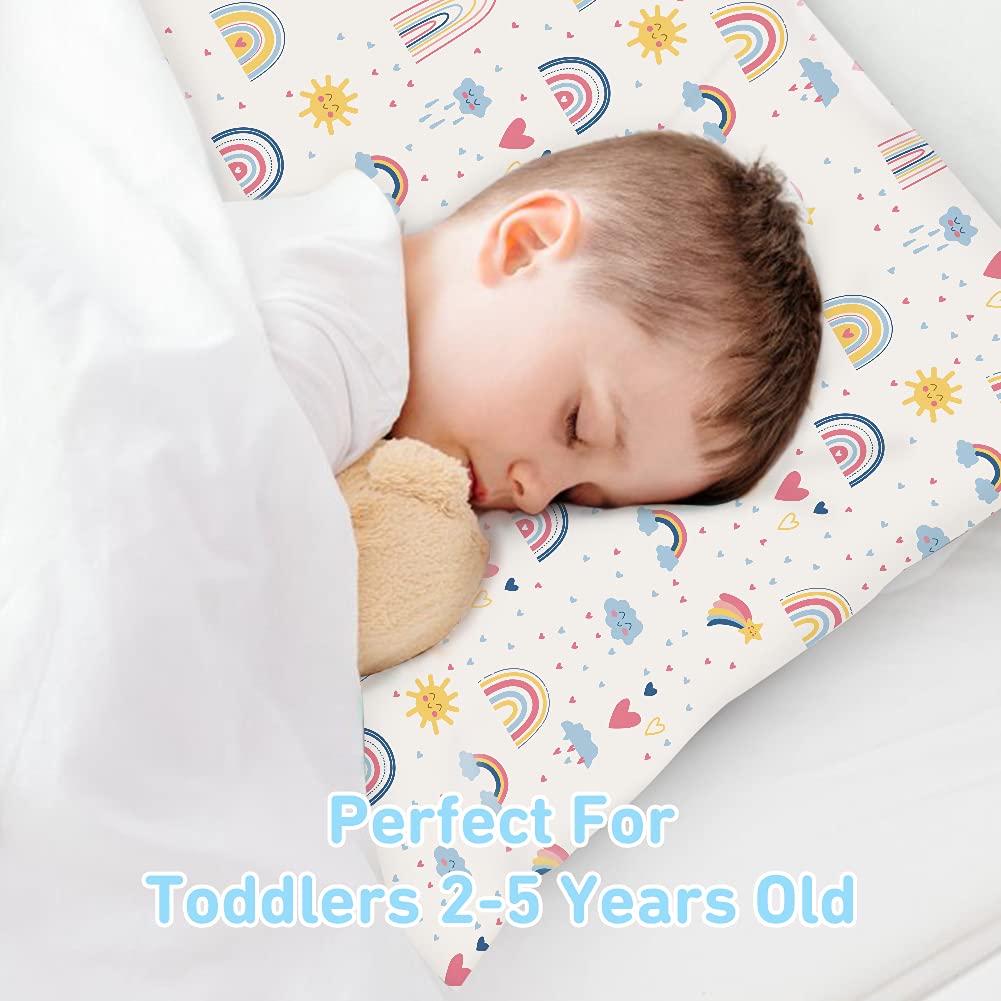Toddler Pillow,13X18 Toddler Pillows for Sleeping, Machine Washable Kids Pillow with Pillowcase, Perfect for Travel, Toddlers Cot…