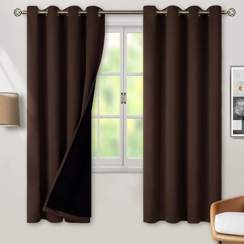 BGment Thermal Insulated 100% Blackout Curtains for Bedroom with Black Liner, Double Layer Full Room Darkening Noise Reducing Grommet Curta…