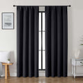 Gwine Black Blackout Curtains for Bedroom 84 inches Long 2 Panels, Solid Thermal Insulated Noise Reducing Light Blocking Window Curtains…