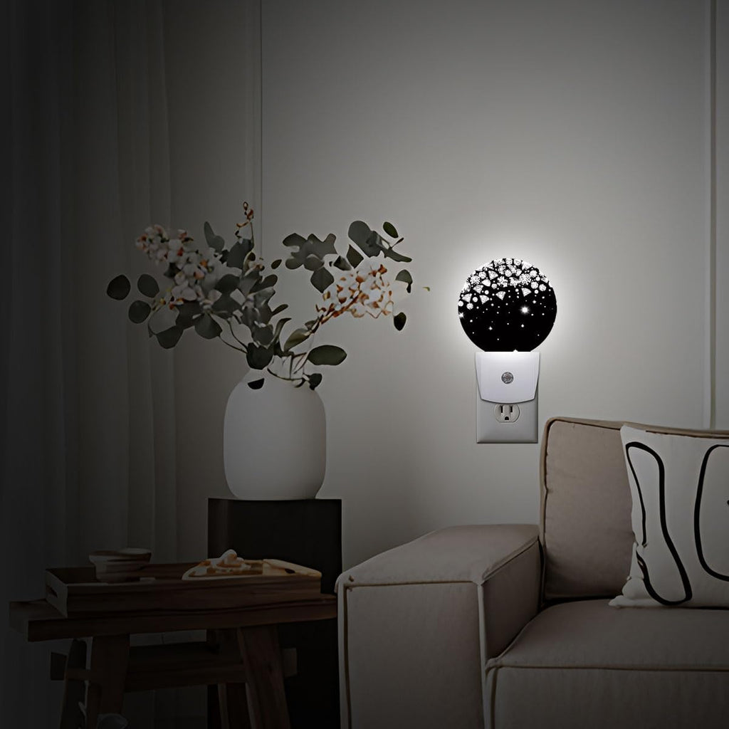 Shiny Diamond Night Light Plug-in Sleep Lamp Led Dusk to Dawn Night Light for Bedroom