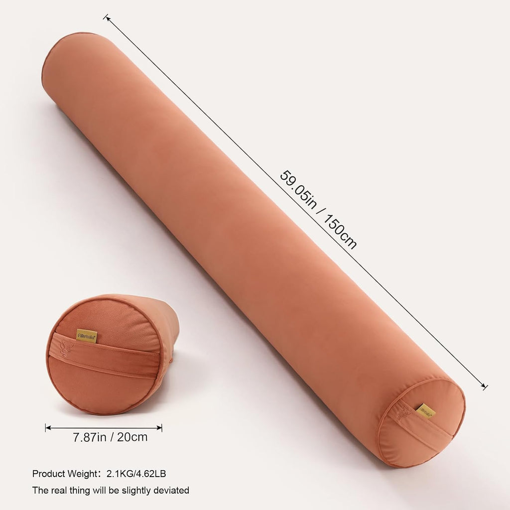 Body Pillow for Adults, Long Round Pillow, Big Cylindrical Pillow, Large Full Bolster Pillows for Side Sleepers (Amber Orange, 59"*7.87")
