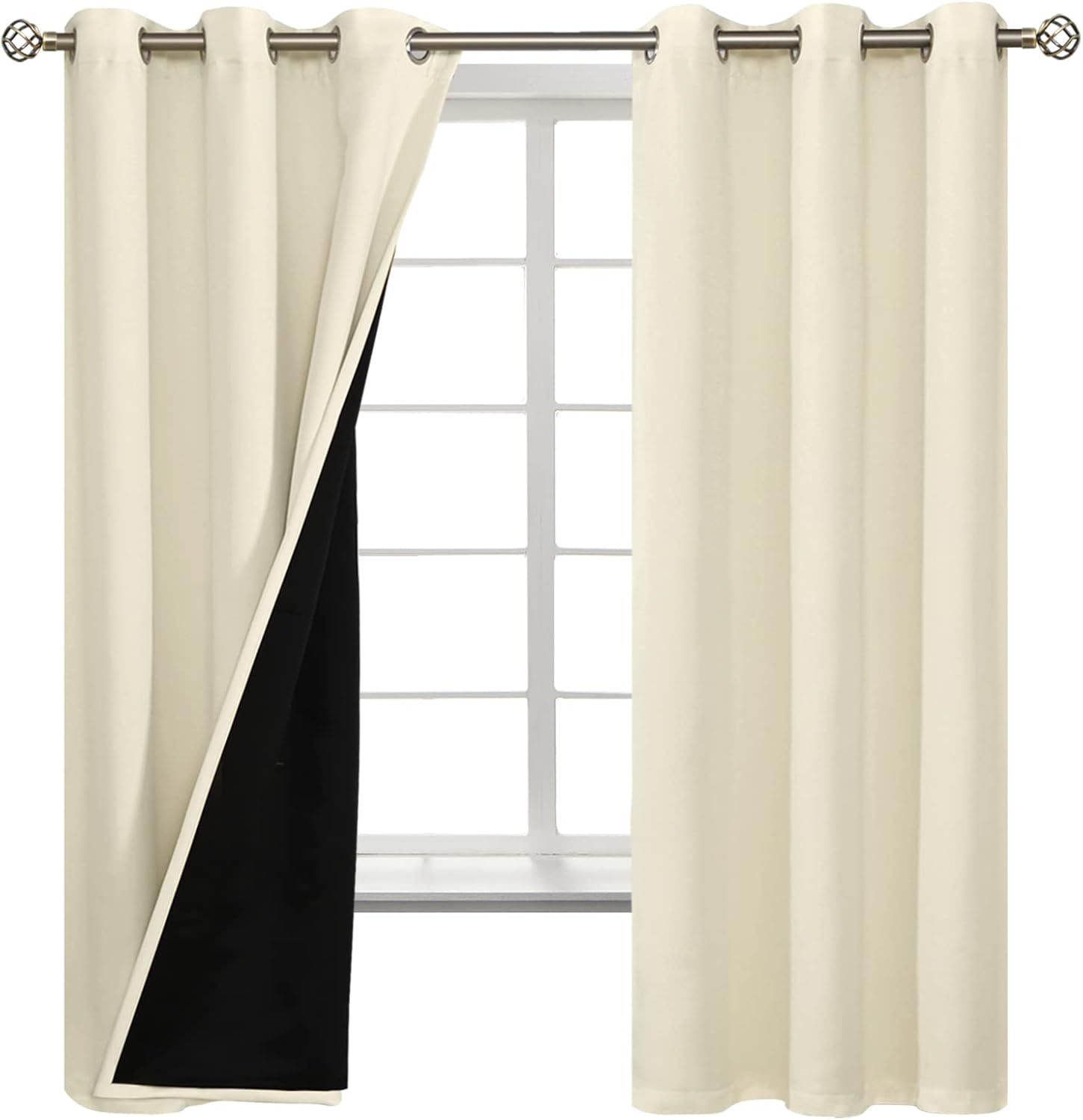 BGment Cream 100% Blackout Curtains for Bedroom 63 Inch Length 2 Panels Set, Thermal Insulated Full Light Blocking Grommet Noise Cancelling…