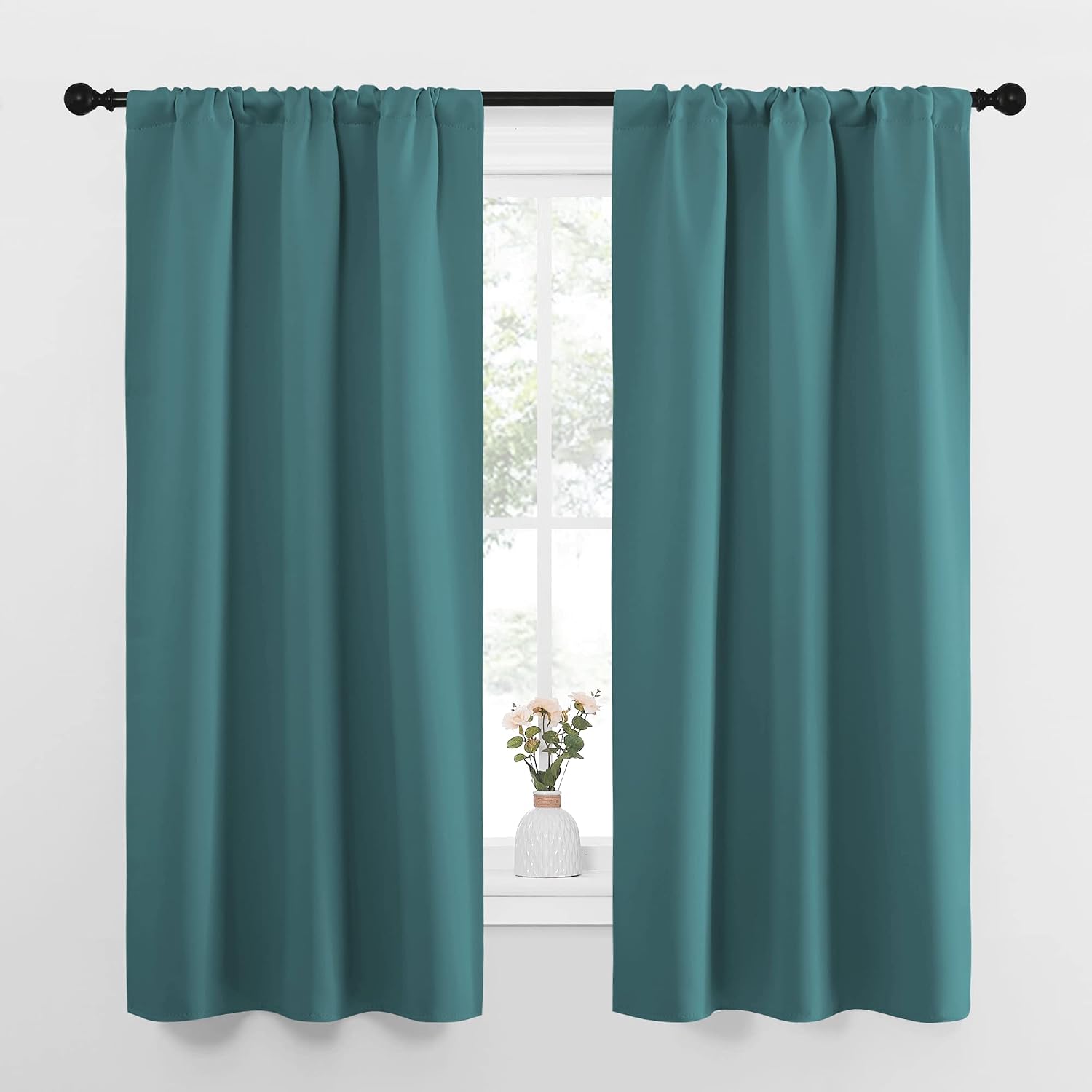 NICETOWN Bedroom Curtains, Three Pass Microfiber Noise Reducing Thermal Insulated Solid Rod Pocket Blackout Window Curtains for Kids Room…