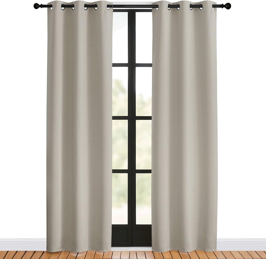 NICETOWN Blackout Curtains for Bedroom, Natural, 34 W by 80 L, Set of 2, Thermal Insulated Curtains & Drapes with Grommet Top for Living…