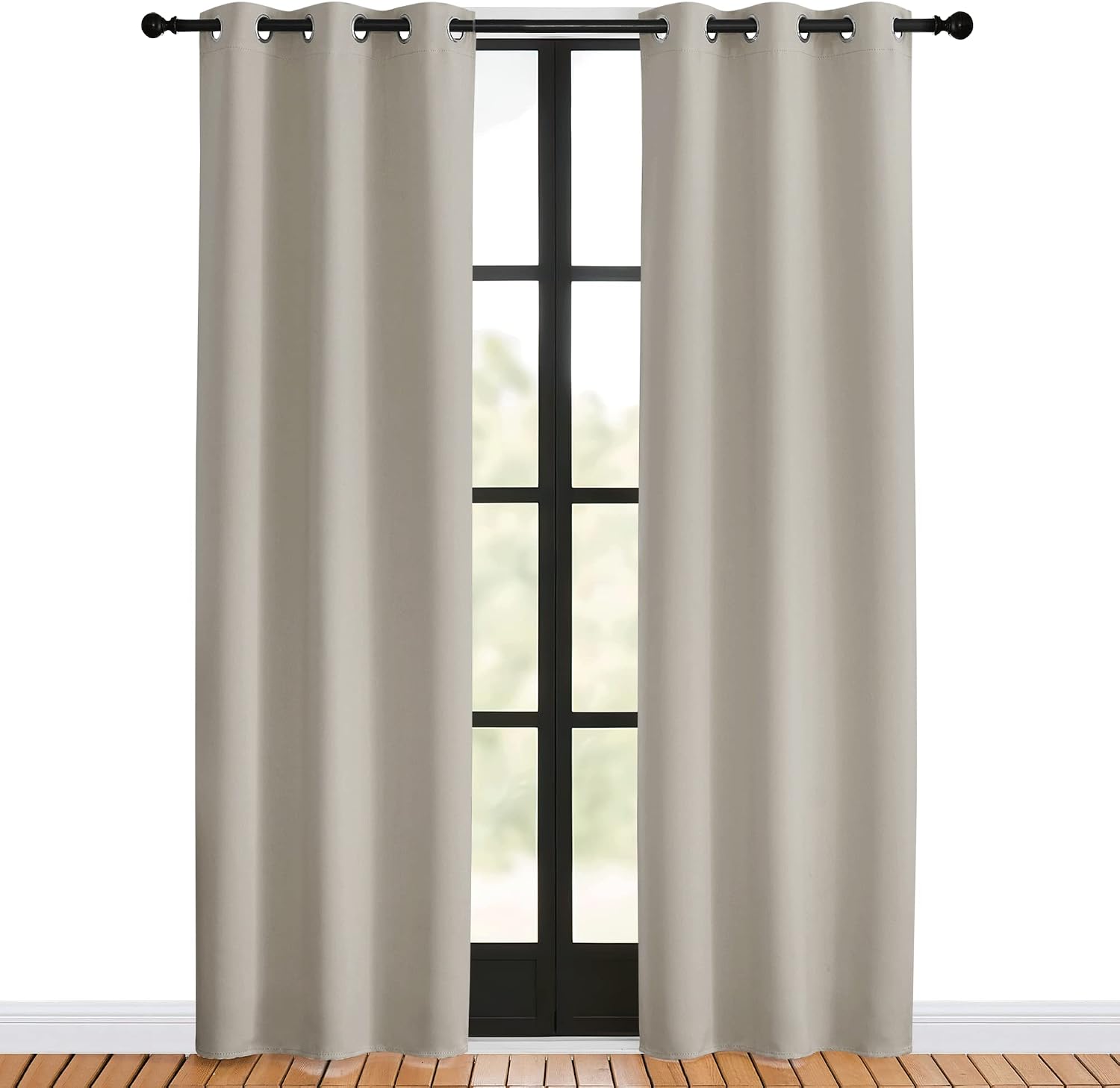 NICETOWN Blackout Curtains for Bedroom, Natural, 34 W by 80 L, Set of 2, Thermal Insulated Curtains & Drapes with Grommet Top for Living…