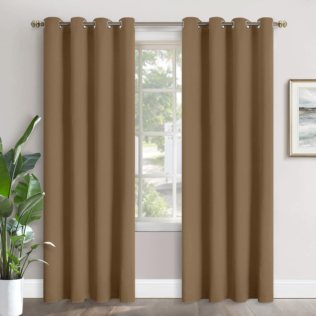 YoungsTex Taupe Blackout Curtains 90 Inches Length for Living Room - Thermal Insulated Drapes with Grommet Room Darkening Privacy Extra Lon…