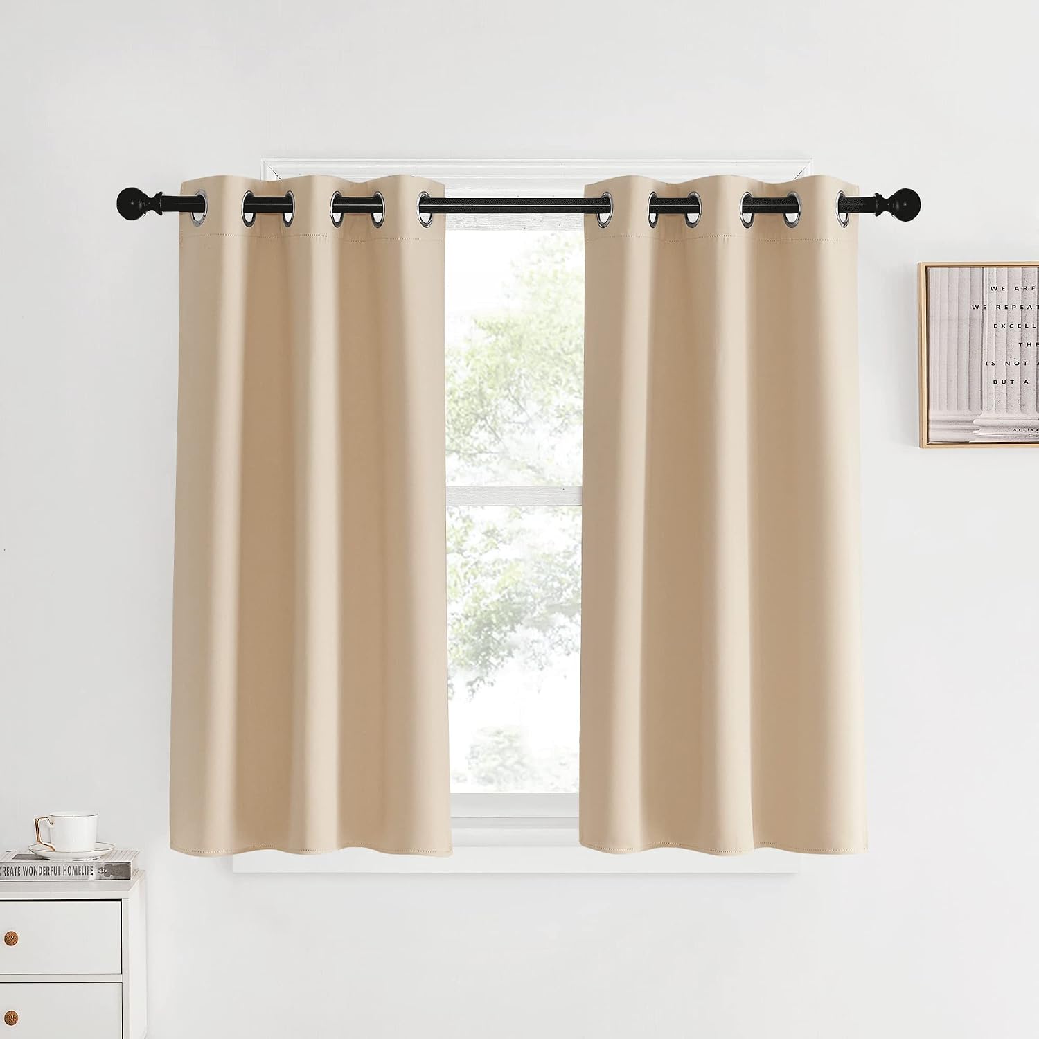 NICETOWN Bedroom Blackout Curtains and Drapes, Biscotti Beige, Set of 2, 34 by 40, Window Treatment Thermal Insulated Solid Grommet…