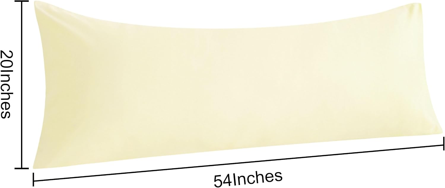 Ntbay Body Pillow Cases Set of 2, 2 Pack Brushed Microfiber 20x54 Pillow Cases, Soft, Wrinkle, Fade, Stain Resistant Ivory Pillow Cases wit…