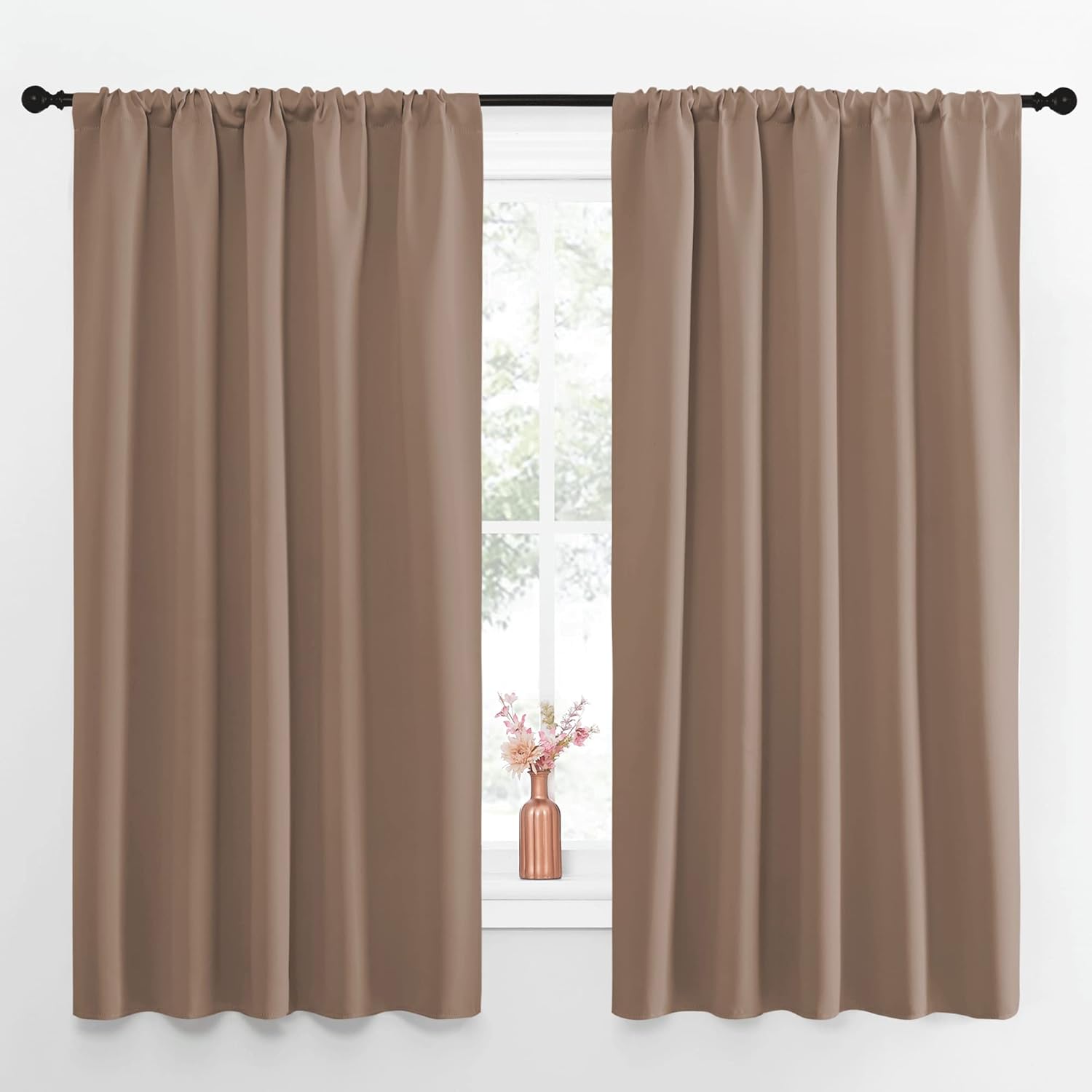 NICETOWN Bedroom Blackout Panels - Window Treatment Thermal Insulated Solid Rod Pocket Blackout Curtains/Drapes for Kitchen Decoration…