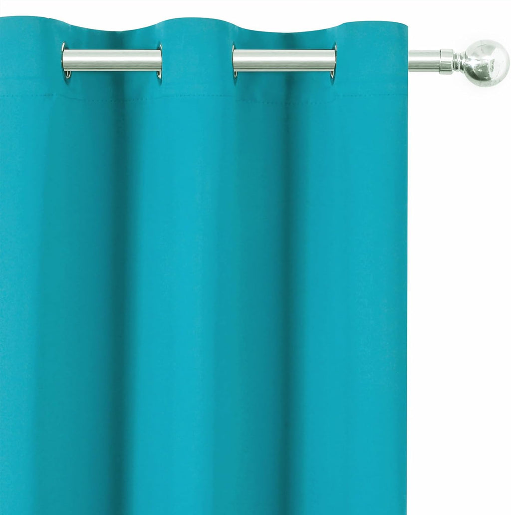 Lemomo Blackout Curtains 66 x 72 Inch Long Teal Curtains Set of 2 Panels Room Darkening Curtains for Bedroom and Living Room 72 Inch silver