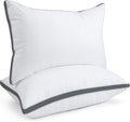 viewstar Bed Pillows Queen Size Set of 2, Firm Support Down Alternative Gusseted Pillows for Side, Back, or Stomach Sleepers, Dark Grey
