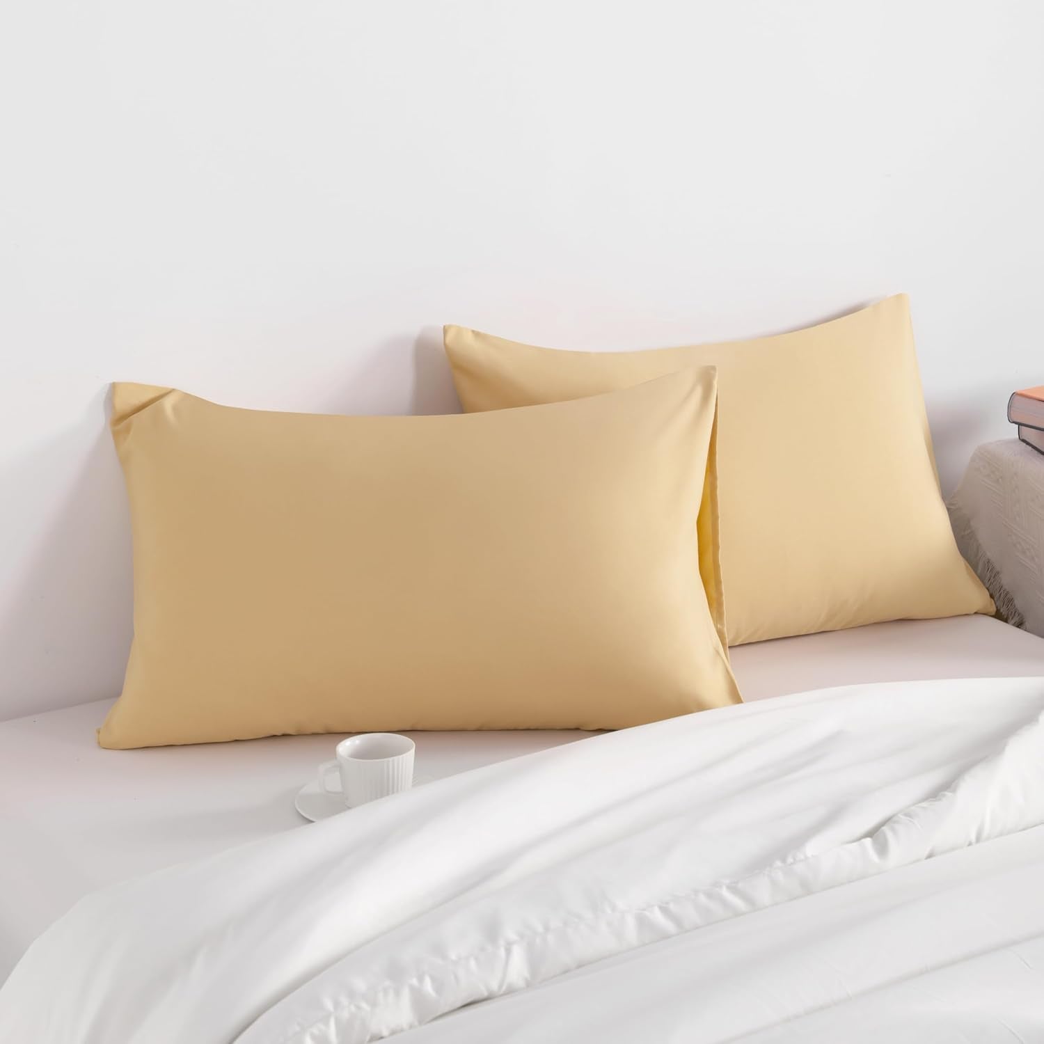 Ntbay King Pillow Cases Set of 2, 2 Pack Brushed Microfiber 20x36 Pillow Cases, Soft, Wrinkle, Fade, Stain Resistant Light Taupe Pillow Cas…