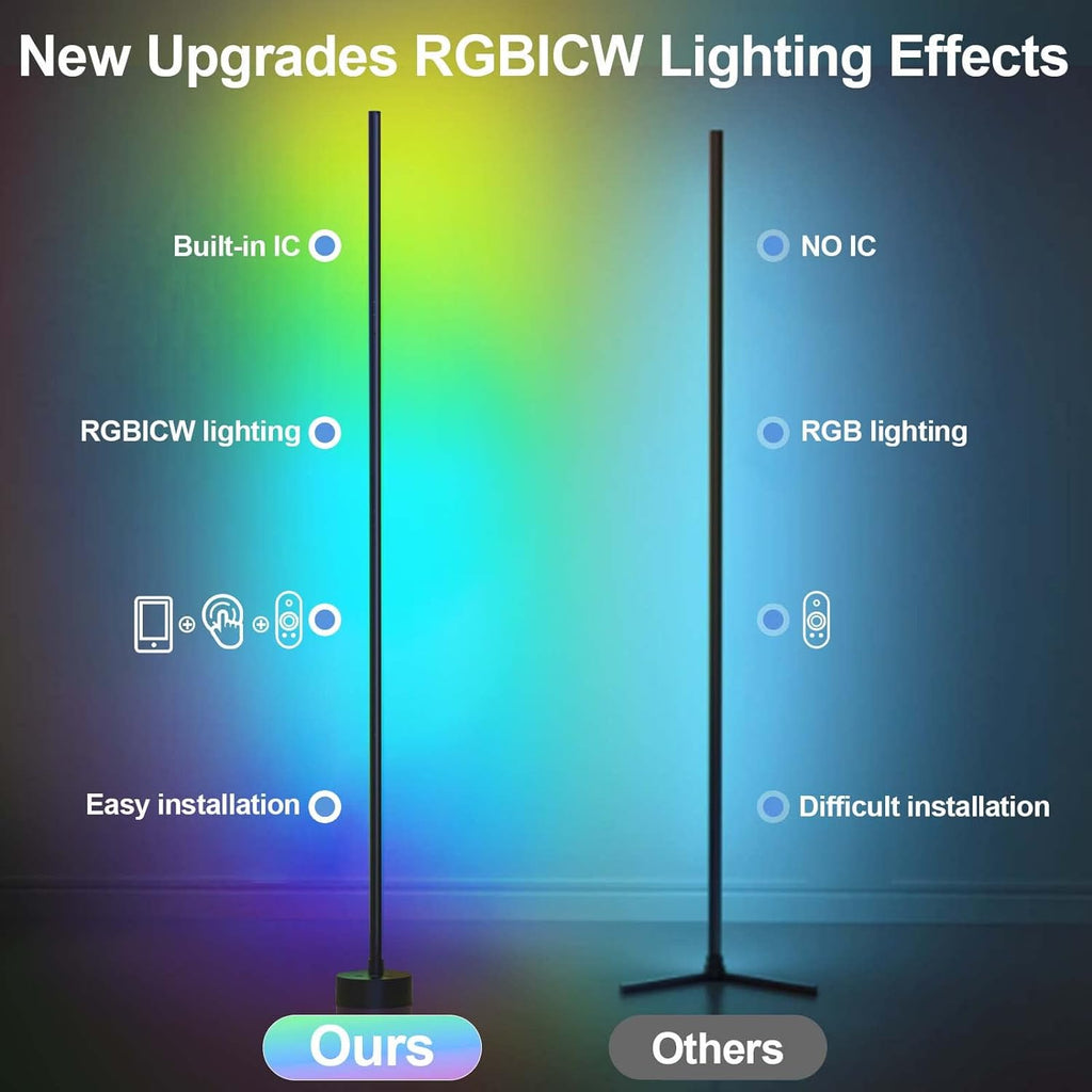 Miortior Corner Floor Lamp LED, 2-Pack Corner Lamp with App/Remote/Button Control, Smart RGB Floor Lamp with Music Sync, 16 Million DIY…