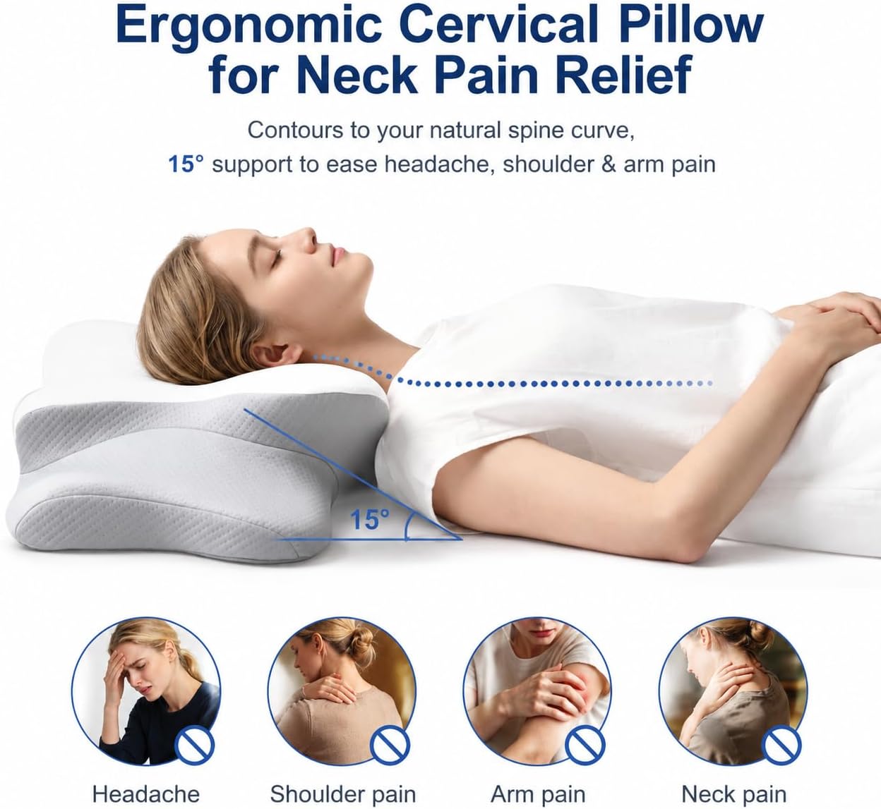 XINYINGYU Cervical Neck Pillow, Ergonomic Contour Memory Foam Pillow for Neck Shoulder Breathable Cooling Cover, Orthopedic Support…
