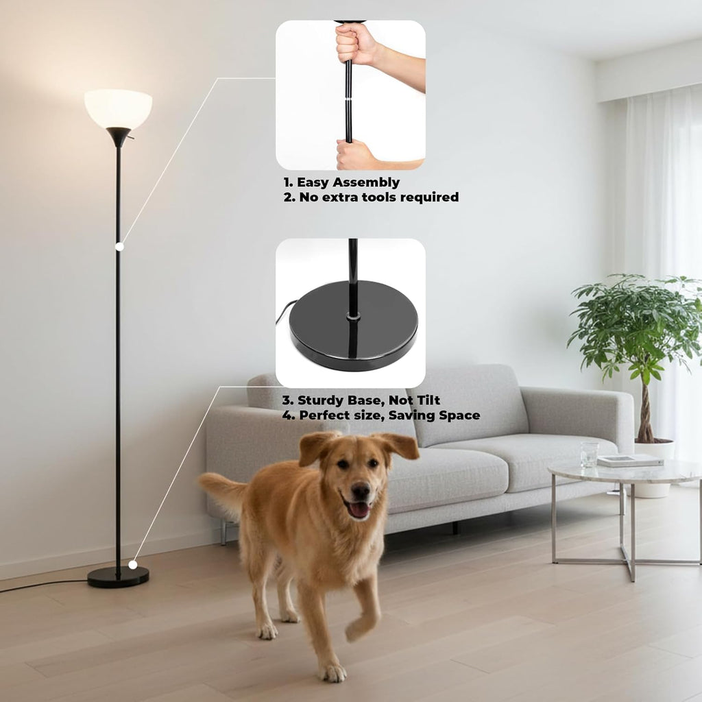 Lalisu Floor Lamp, Standing Lamps with White Plastic Shade, Led Floor Lamp Rotary Switch Floor Lamps Modern Industrial Lamp, Tall Lamps for…
