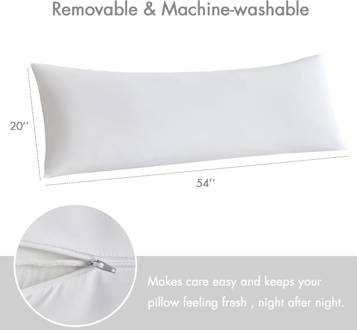Madisonpark Madison Park Cooling Body Pillow for Side Sleepers & Hot Sleepers, 20"x54" Full Body Pillow with Memory Foam Fill, Pregnancy &…