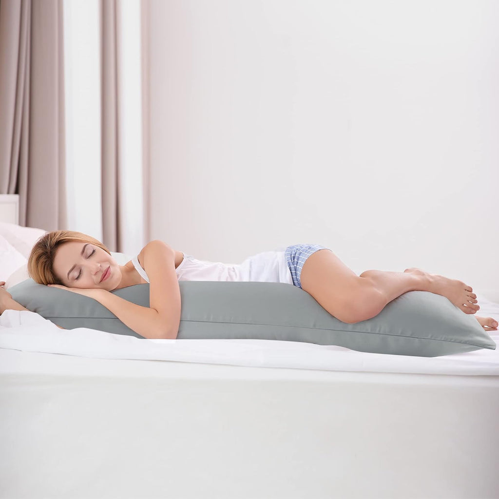 uxcell Soft Microfiber Body Pillow Cover with Zipper Closure, Long Pillow Cases for Body Pillows Weave for 90 GSM Polyester, Grey Body (20"…