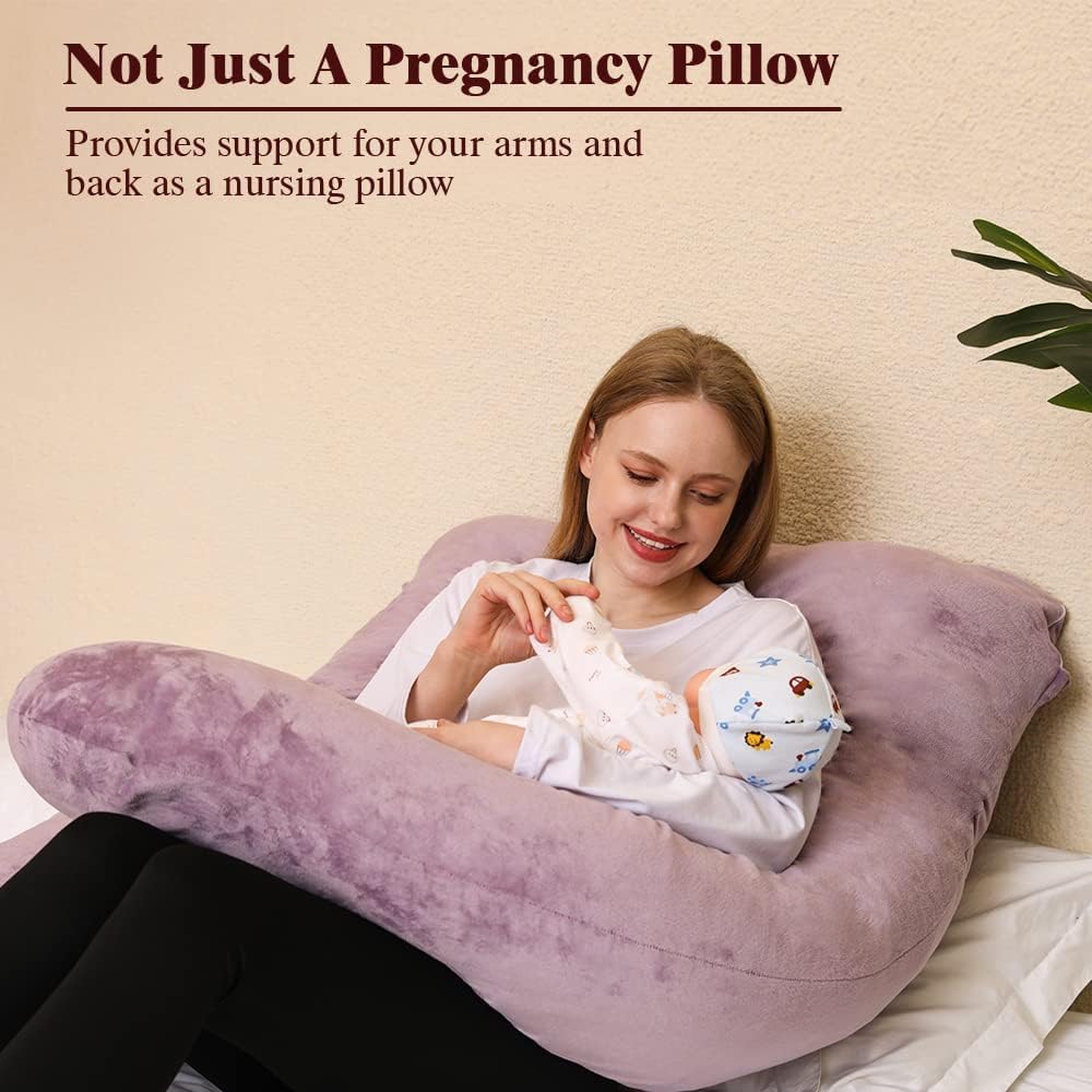 Chilling Home Pregnancy Pillow, U Shape Pregnancy Pillows for Sleeping, 55in Body Pillow for Sleeping, Body Pillows for Adults, Maternity…
